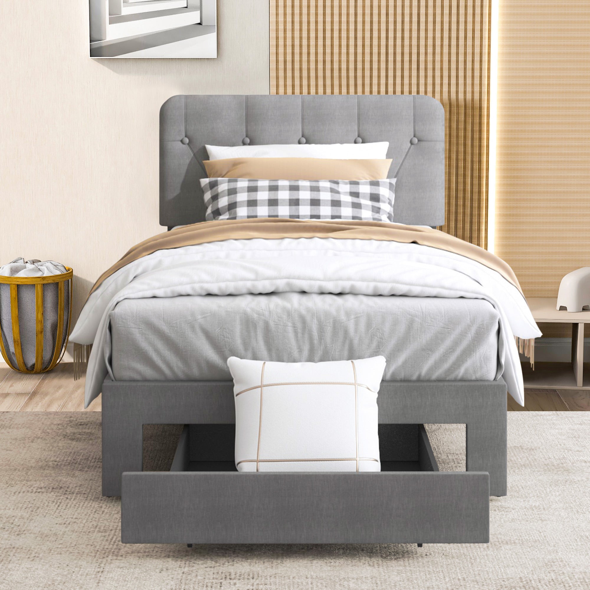 paproos Upholstered Platform Bed with Storage