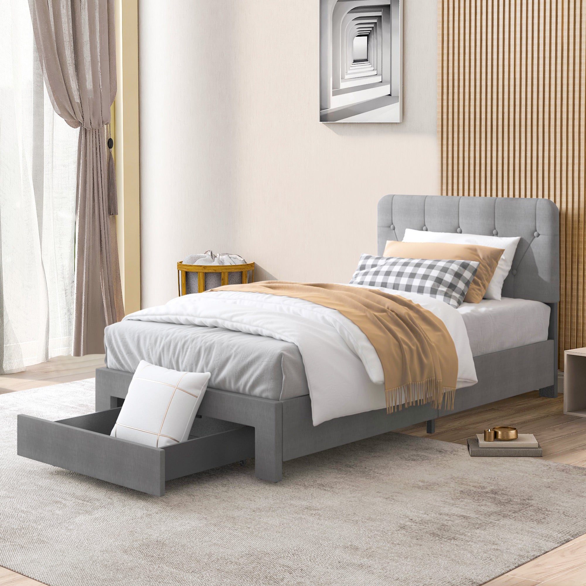 paproos Upholstered Platform Bed with Storage