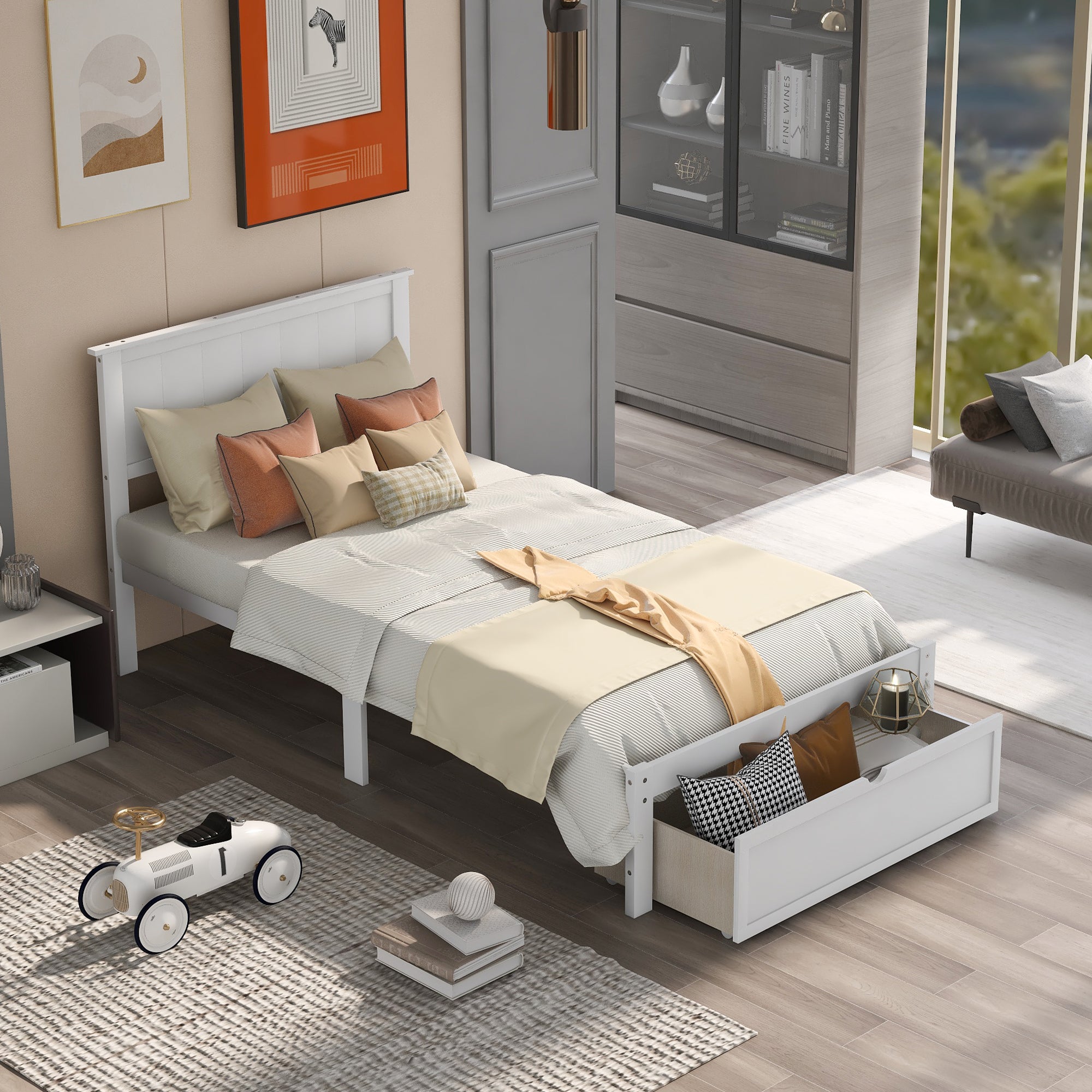 paproos Twin Bed with Storage, LJC01