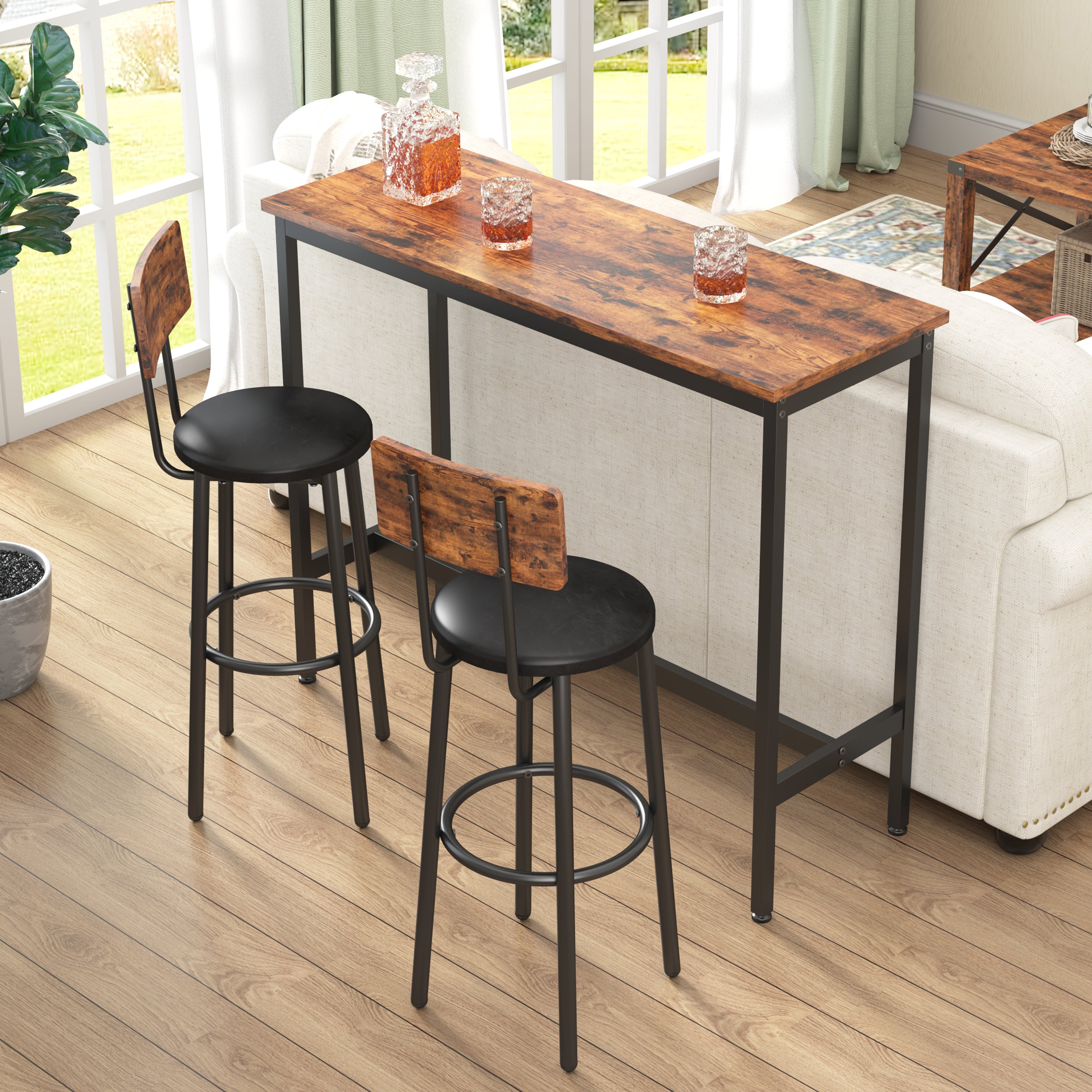 paproos 3 Piece Bar Table Set with Collapsible Bottle Holder