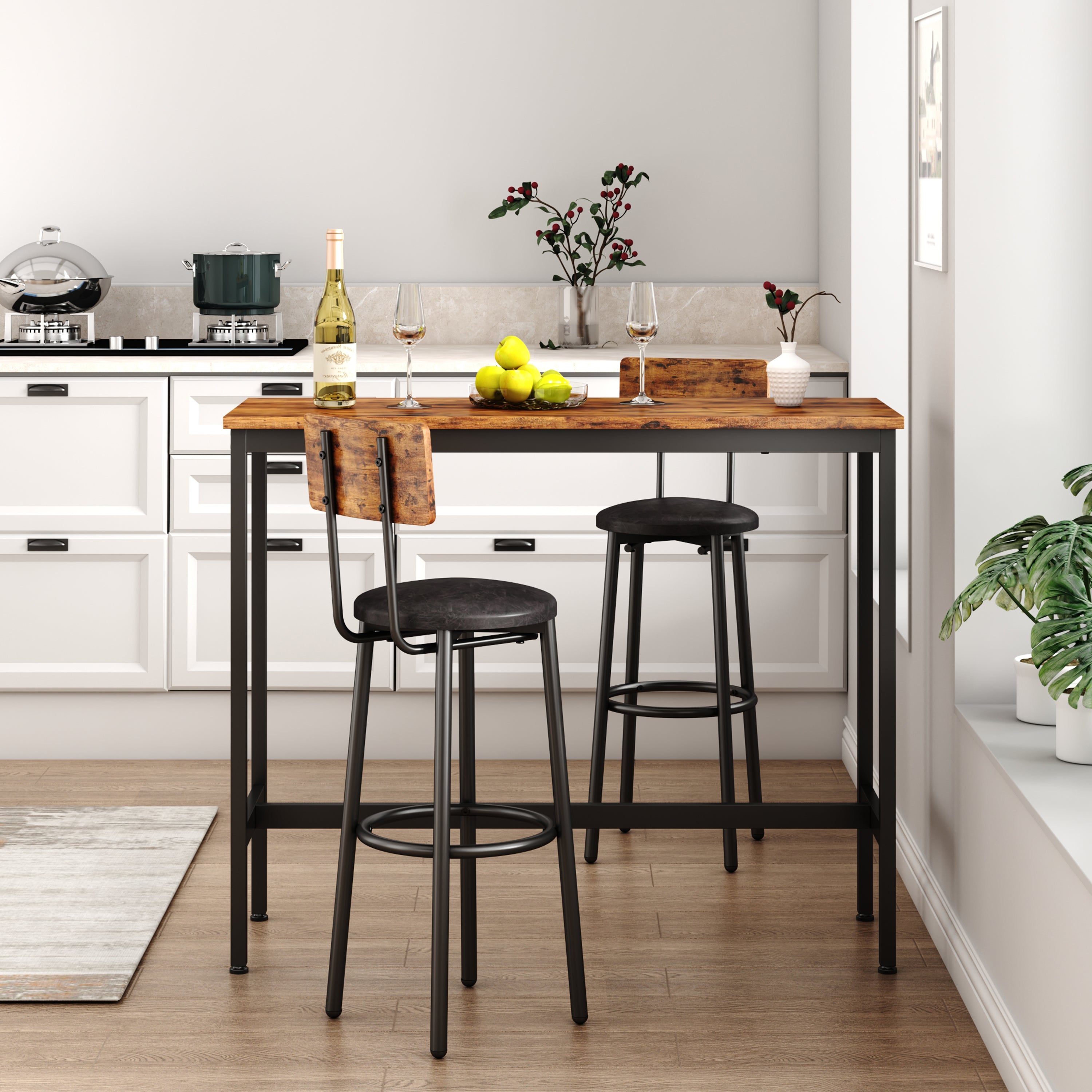 paproos 3 Piece Bar Table Set with Collapsible Bottle Holder