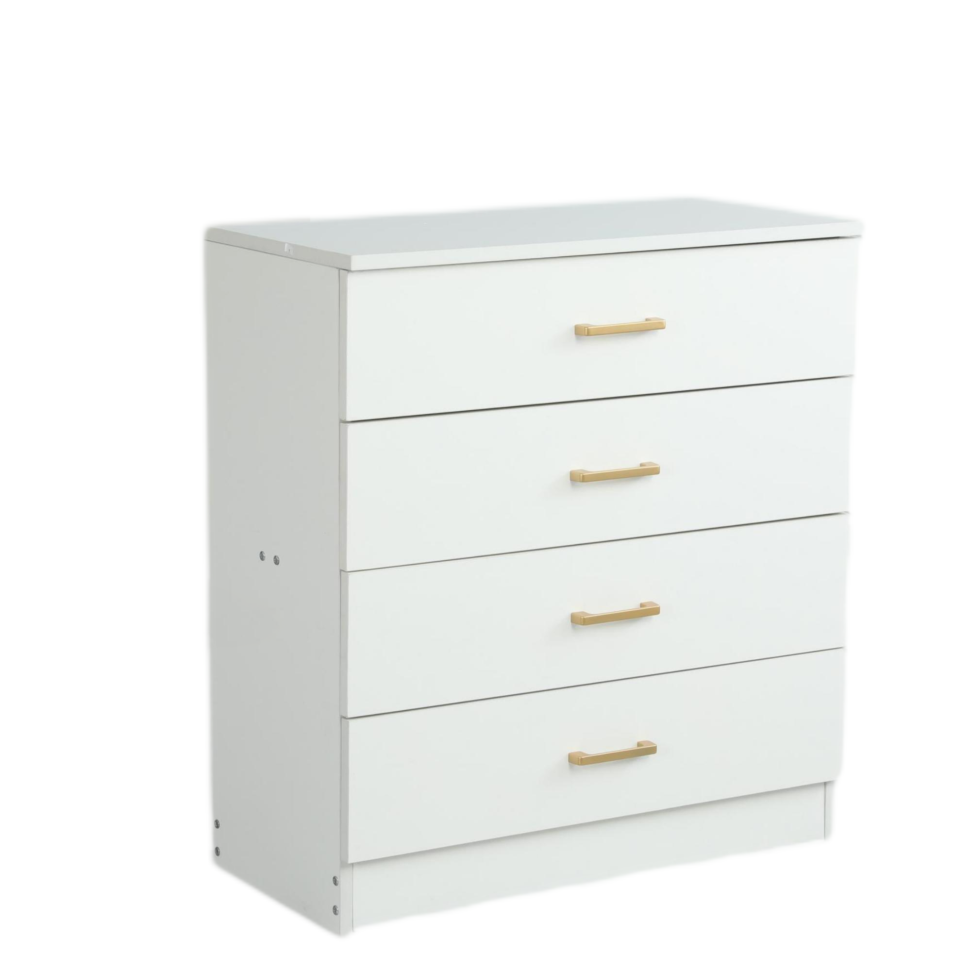 paproos New 4 Drawer Dresser, Chest of Drawers, Storage Dresser Cabinet for Closet, Wooden Dresser for Bedroom,Living Room,Closet(White)