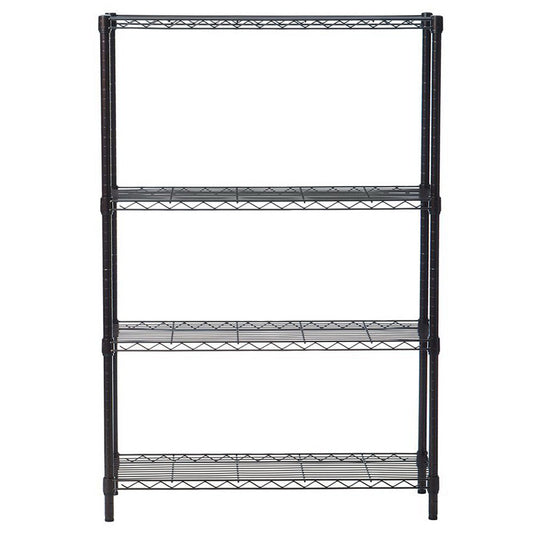 paproos 4 Tier Metal Storage Shelves, Kitchen Storage Shelf ,Metal Storage Shelves Unit Perfect for Laundry Bathroom Closet Shelves Microwave Stand (Black)