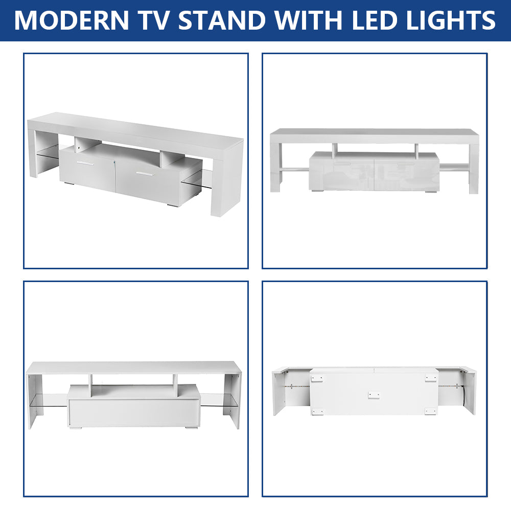 PAPROOS High Gloss TV Stand with LED Lights
