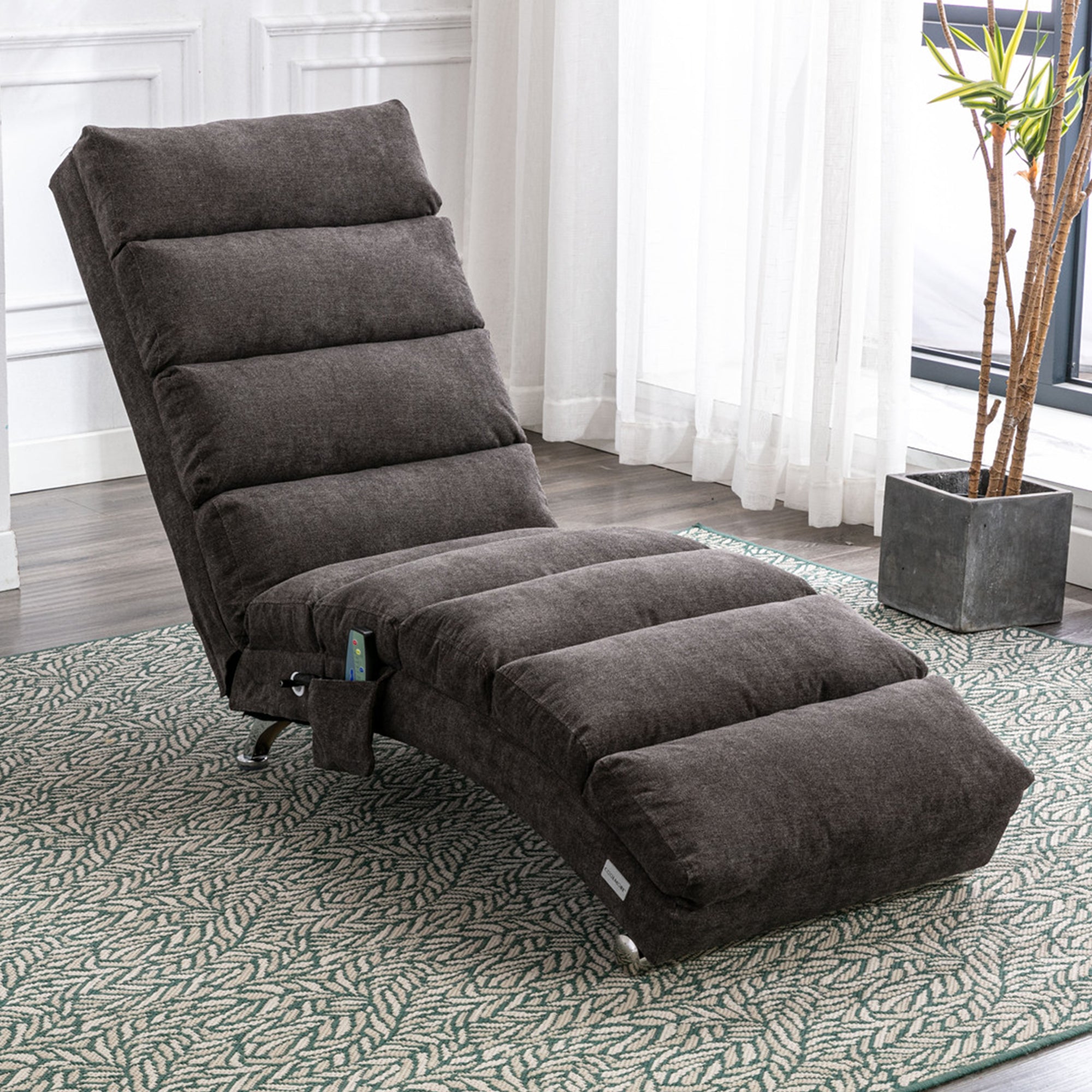 paproos Massage Chaise Lounge, Indoor Ergonomic Electric Massage Long Lounger with Remote Control, LJC