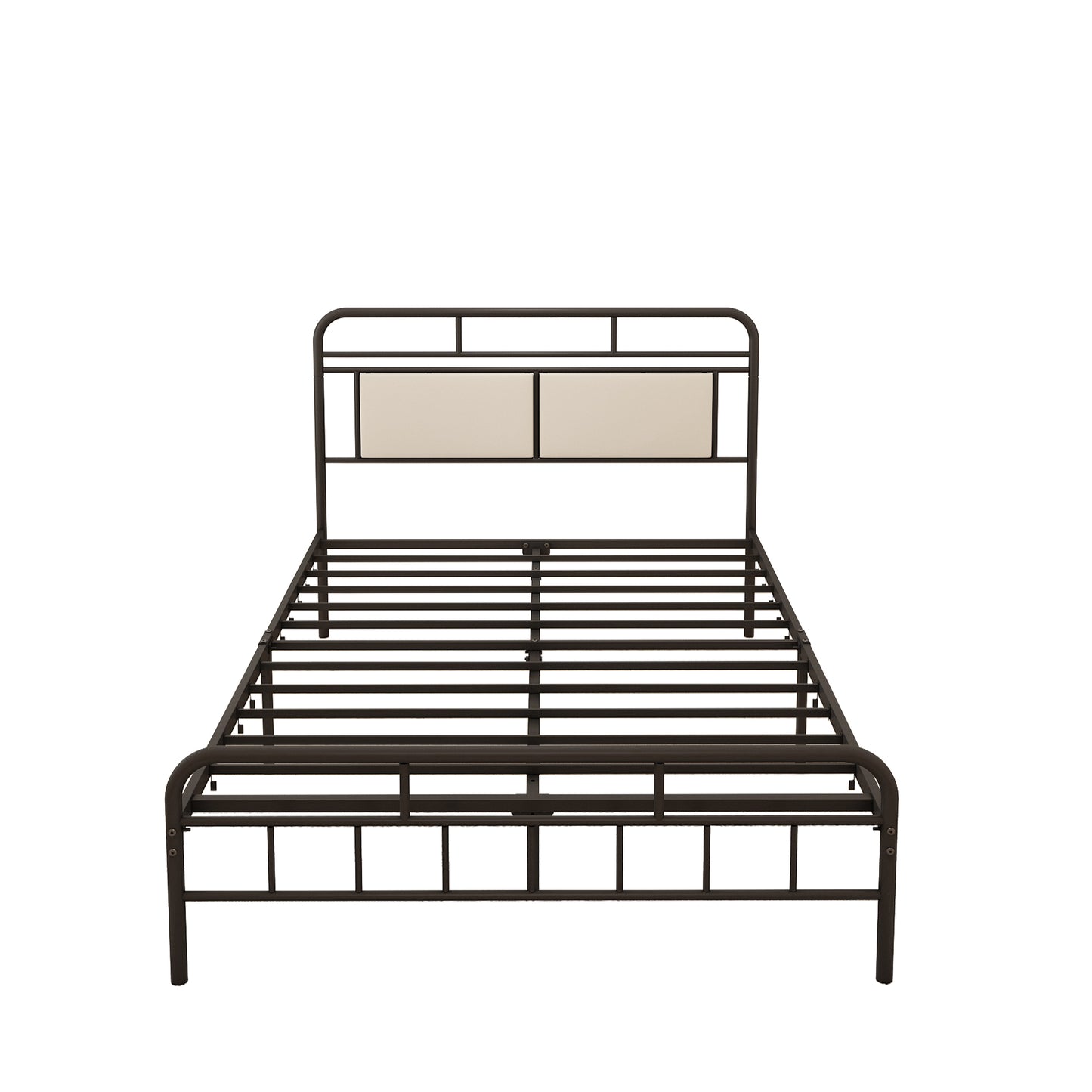paproos Full Bed Frame, Metal Platform Bed Frame with 12-Inch Storage Space, Bed for Kids Girls Boys Adults, No Box Spring Needed, Black and Beige