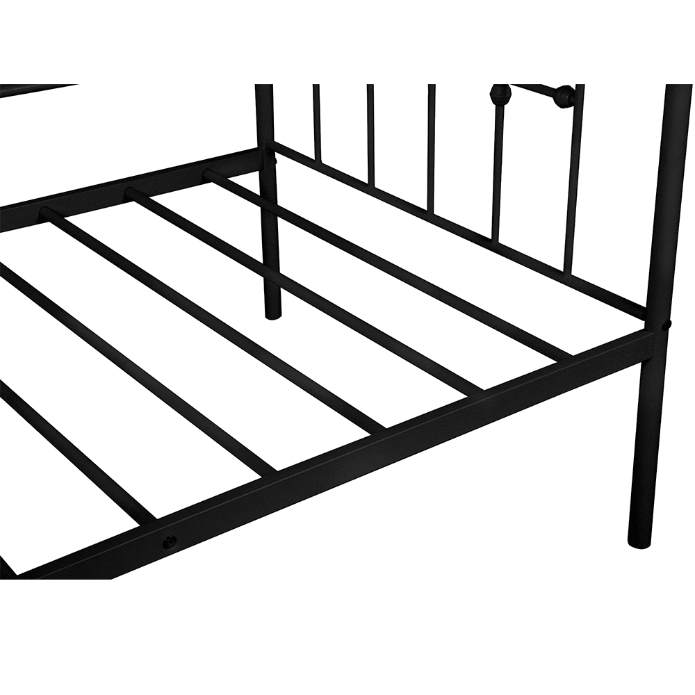 paproos Twin Size Daybed with Trundle, Heavy-Duty Steel Metal Bed Frame Space Saving, Bedroom Furniture for Living Room Guest No Box Spring Needed, Black