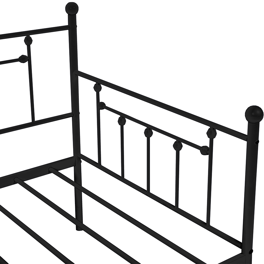 paproos Twin Size Daybed with Trundle, Heavy-Duty Steel Metal Bed Frame Space Saving, Bedroom Furniture for Living Room Guest No Box Spring Needed, Black