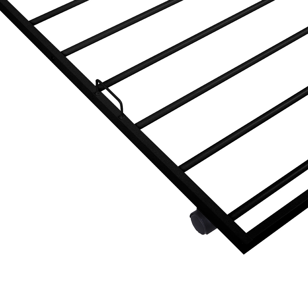 paproos Twin Size Daybed with Trundle, Heavy-Duty Steel Metal Bed Frame Space Saving, Bedroom Furniture for Living Room Guest No Box Spring Needed, Black