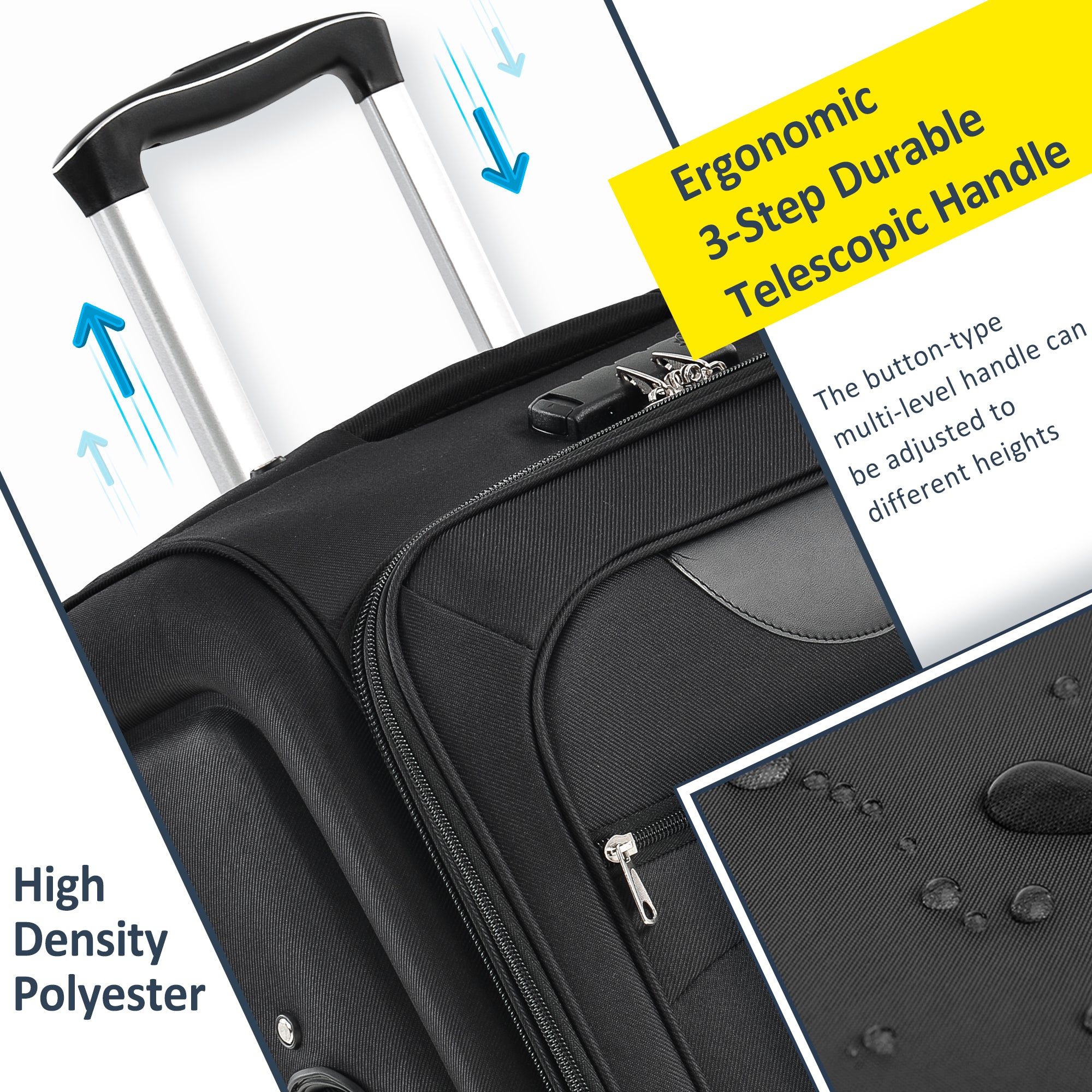 paproos 3 PCS Luggage Set, Lightweight Carry on Softside Suitcases Set, 22in 26in 30in