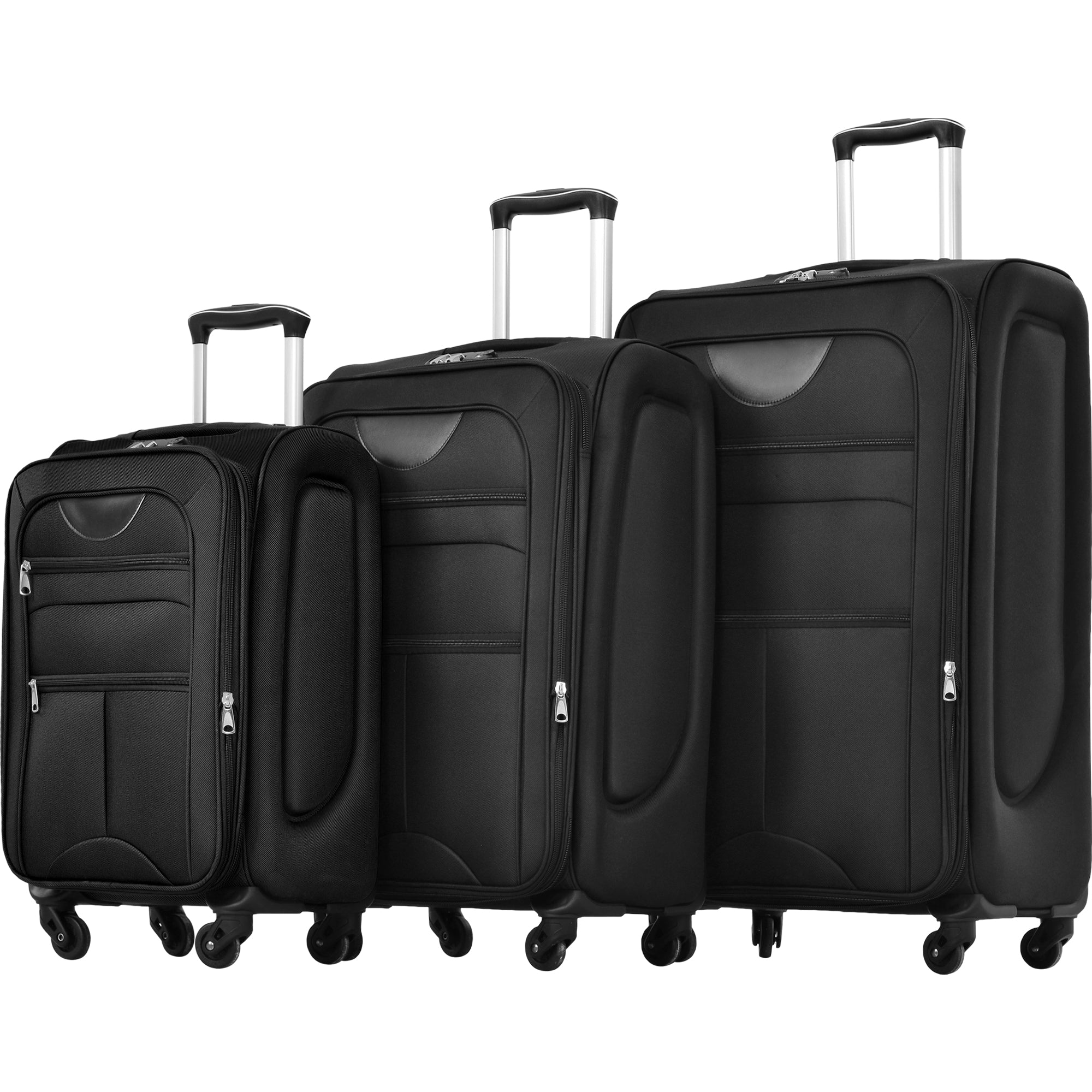 paproos 3 PCS Luggage Set, Lightweight Carry on Softside Suitcases Set, 22in 26in 30in