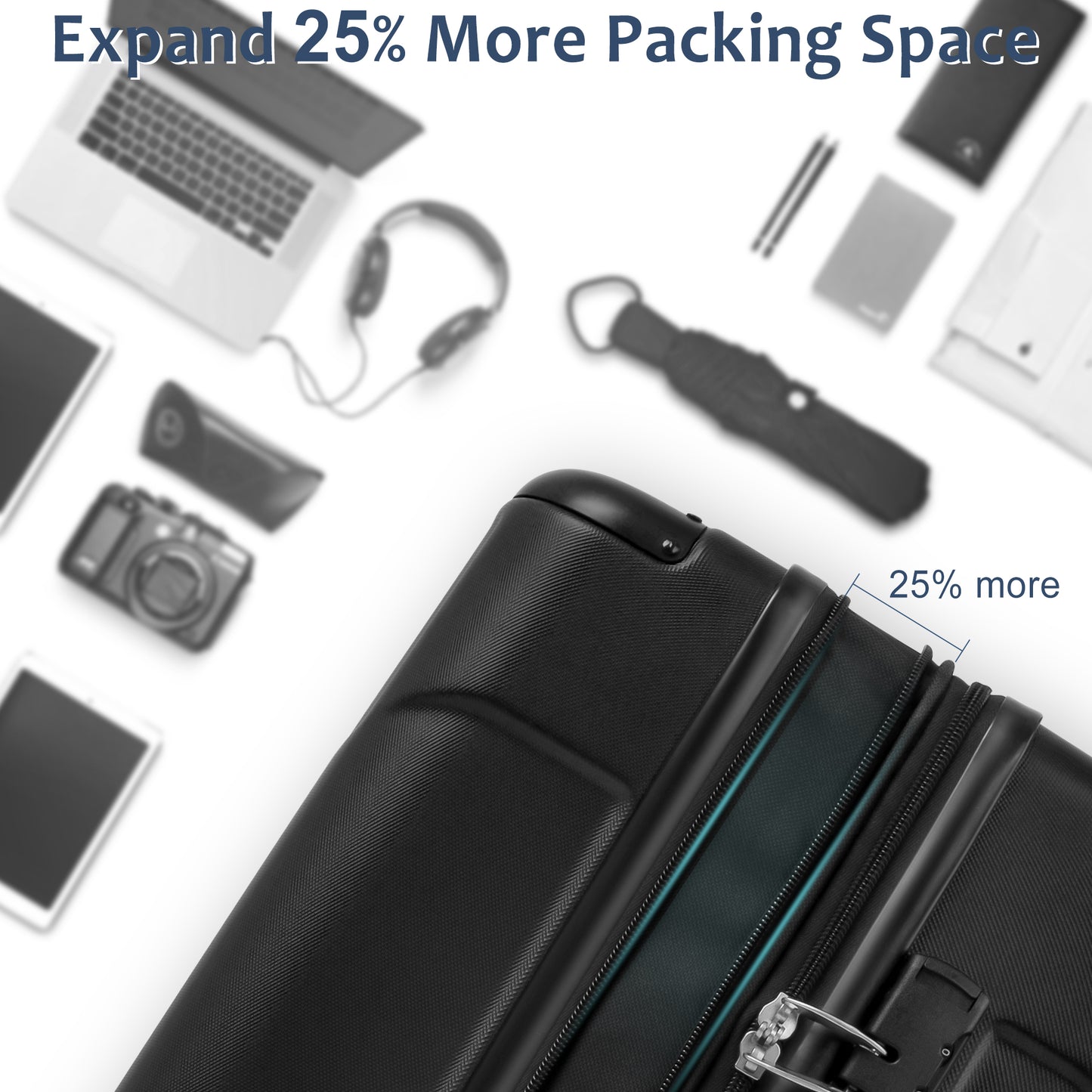 paproos 3 Piece Luggage Set, 20" 24" 28" Hard Case Suitcase Set, Fashion Expandable Suitcase with Spinner Wheel and TSA Lock
