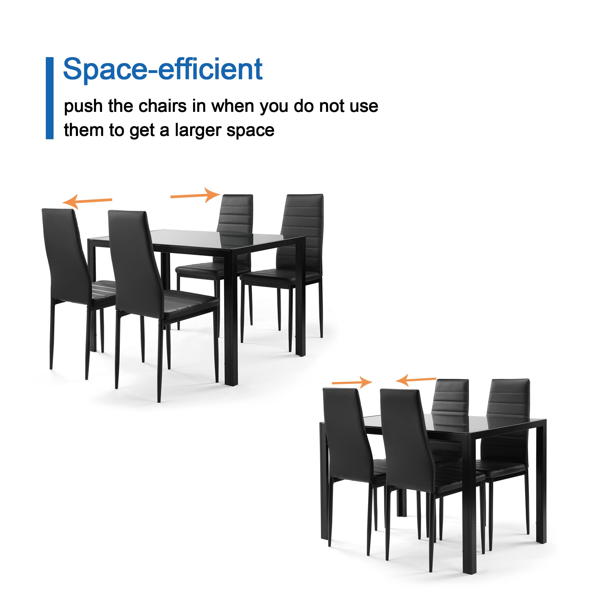 PAPROOS Dining Table Set for 4, Modern 5-Piece Kitchen Table Set with Marble Top and Faux Leather Upholstery Chairs